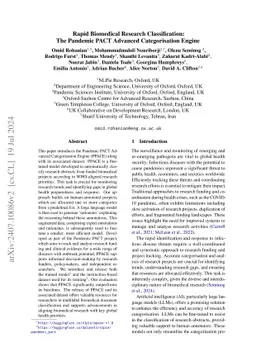 Rapid Biomedical Research Classification: The Pandemic PACT Advanced
  Categorisation Engine