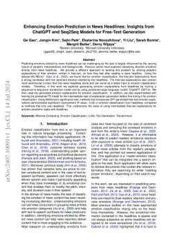 Enhancing Emotion Prediction in News Headlines: Insights from ChatGPT
  and Seq2Seq Models for Free-Text Generation
