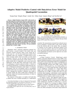 Adaptive Model Predictive Control with Data-driven Error Model for
  Quadrupedal Locomotion