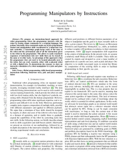 Programming Manipulators by Instructions