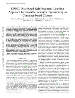 DRPC: Distributed Reinforcement Learning Approach for Scalable Resource
  Provisioning in Container-based Clusters