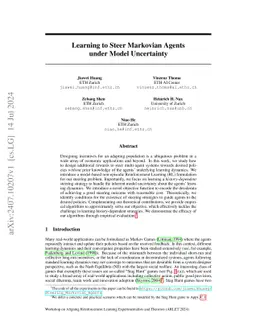 Learning to Steer Markovian Agents under Model Uncertainty