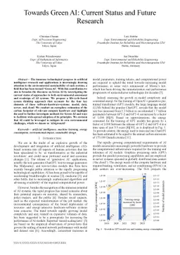 Towards Green AI: Current status and future research