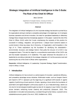 Strategic Integration of Artificial Intelligence in the C-Suite: The Role of the Chief AI Officer