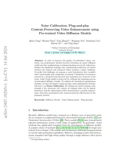 Noise Calibration: Plug-and-play Content-Preserving Video Enhancement
  using Pre-trained Video Diffusion Models