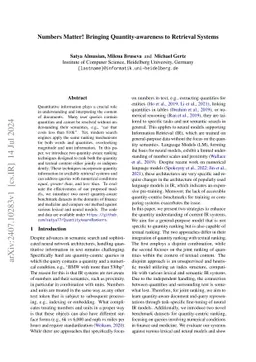 Numbers Matter! Bringing Quantity-awareness to Retrieval Systems