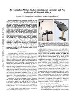 3D Foundation Models Enable Simultaneous Geometry and Pose Estimation of
  Grasped Objects