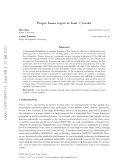 Proper losses regret at least 1/2-order