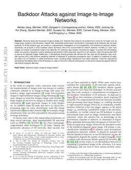Backdoor Attacks against Image-to-Image Networks