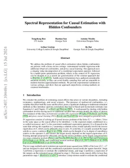 Spectral Representation for Causal Estimation with Hidden Confounders