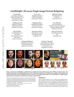 Lite2Relight: 3D-aware Single Image Portrait Relighting