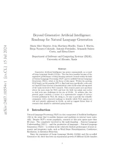 Beyond Generative Artificial Intelligence: Roadmap for Natural Language
  Generation