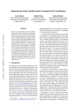 Balancing the Scales: Reinforcement Learning for Fair Classification