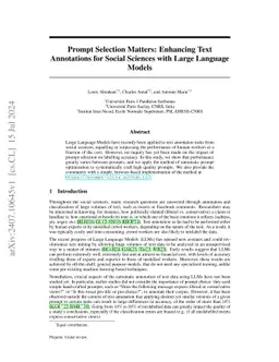 Prompt Selection Matters: Enhancing Text Annotations for Social Sciences with Large Language Models