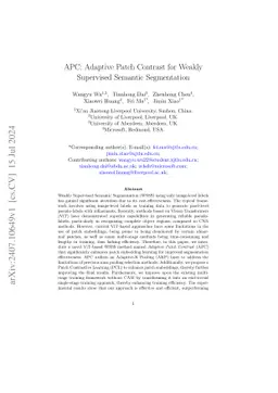 APC: Adaptive Patch Contrast for Weakly Supervised Semantic Segmentation