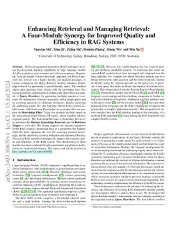 Enhancing Retrieval and Managing Retrieval: A Four-Module Synergy for
  Improved Quality and Efficiency in RAG Systems