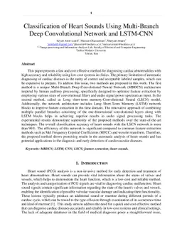 Classification of Heart Sounds Using Multi-Branch Deep Convolutional
  Network and LSTM-CNN
