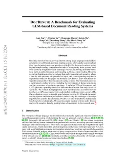 DOCBENCH: A Benchmark for Evaluating LLM-based Document Reading Systems