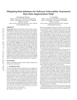Mitigating Data Imbalance for Software Vulnerability Assessment: Does
  Data Augmentation Help?