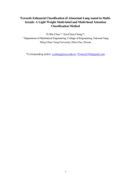 Towards Enhanced Classification of Abnormal Lung sound in Multi-breath:
  A Light Weight Multi-label and Multi-head Attention Classification Method