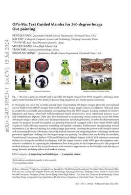 OPa-Ma: Text Guided Mamba for 360-degree Image Out-painting