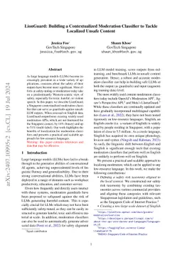 LionGuard: Building a Contextualized Moderation Classifier to Tackle
  Localized Unsafe Content