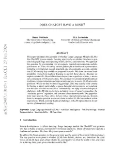 Does ChatGPT Have a Mind?