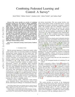 Combining Federated Learning and Control: A Survey