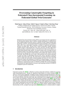 Overcoming Catastrophic Forgetting in Federated Class-Incremental
  Learning via Federated Global Twin Generator