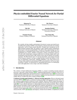 Physics-embedded Fourier Neural Network for Partial Differential
  Equations