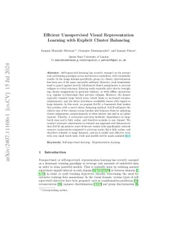 Efficient Unsupervised Visual Representation Learning with Explicit
  Cluster Balancing