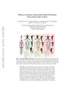 iHuman: Instant Animatable Digital Humans From Monocular Videos