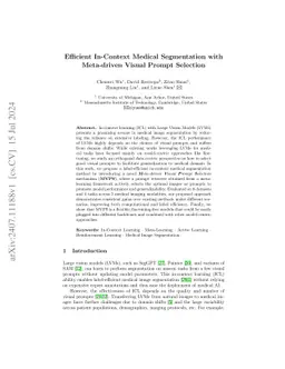 Efficient In-Context Medical Segmentation with Meta-driven Visual Prompt
  Selection