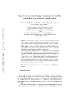 Expert-aware uncertainty estimation for quality control of neural-based
  blood typing