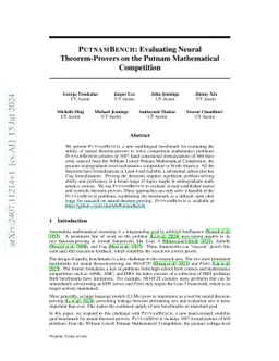 PutnamBench: Evaluating Neural Theorem-Provers on the Putnam
  Mathematical Competition