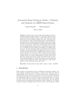 Automated essay scoring in Arabic: a dataset and analysis of a
  BERT-based system