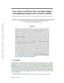 From Low Rank Gradient Subspace Stabilization to Low-Rank Weights: Observations, Theories, and Applications