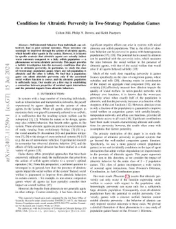 Conditions for Altruistic Perversity in Two-Strategy Population Games