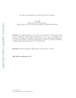 On the convergence of entropy for K-th extreme