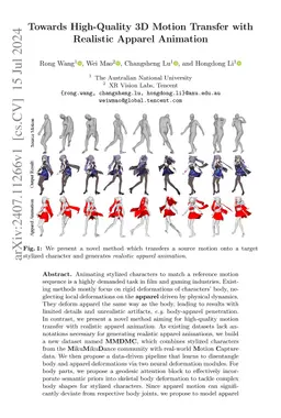 Towards High-Quality 3D Motion Transfer with Realistic Apparel Animation