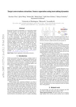 Target conversation extraction: Source separation using turn-taking
  dynamics