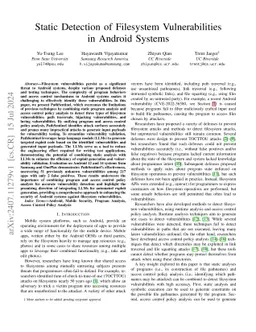 Static Detection of Filesystem Vulnerabilities in Android Systems