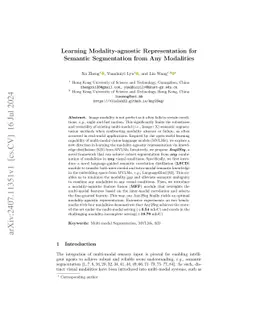 Learning Modality-agnostic Representation for Semantic Segmentation from
  Any Modalities