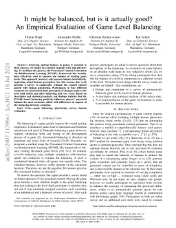 It might be balanced, but is it actually good? An Empirical Evaluation
  of Game Level Balancing