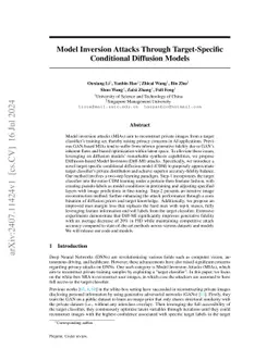 Model Inversion Attacks Through Target-Specific Conditional Diffusion
  Models