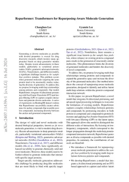 Repurformer: Transformers for Repurposing-Aware Molecule Generation