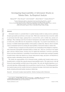 Investigating Imperceptibility of Adversarial Attacks on Tabular Data:
  An Empirical Analysis
