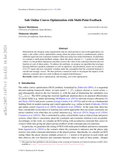 Safe Online Convex Optimization with Multi-Point Feedback