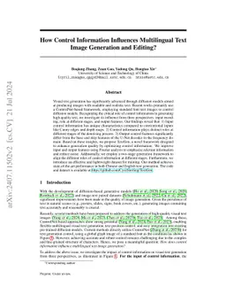 How Control Information Influences Multilingual Text Image Generation
  and Editing?