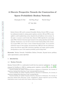A Discrete Perspective Towards the Construction of Sparse Probabilistic
  Boolean Networks